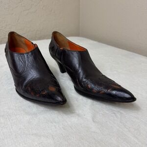 Antonio Melani Western Ankle Boots Pointed Toe Leather Women's 6M Cowgirl Rodeo